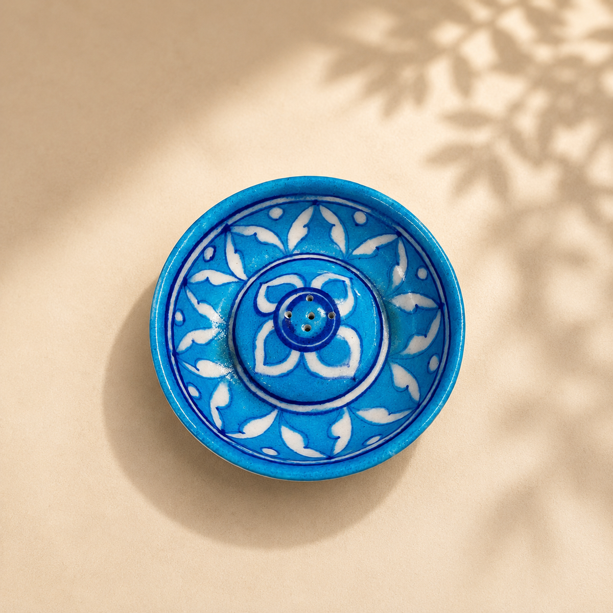 4-inch Blue Pottery Incense Stick Holder