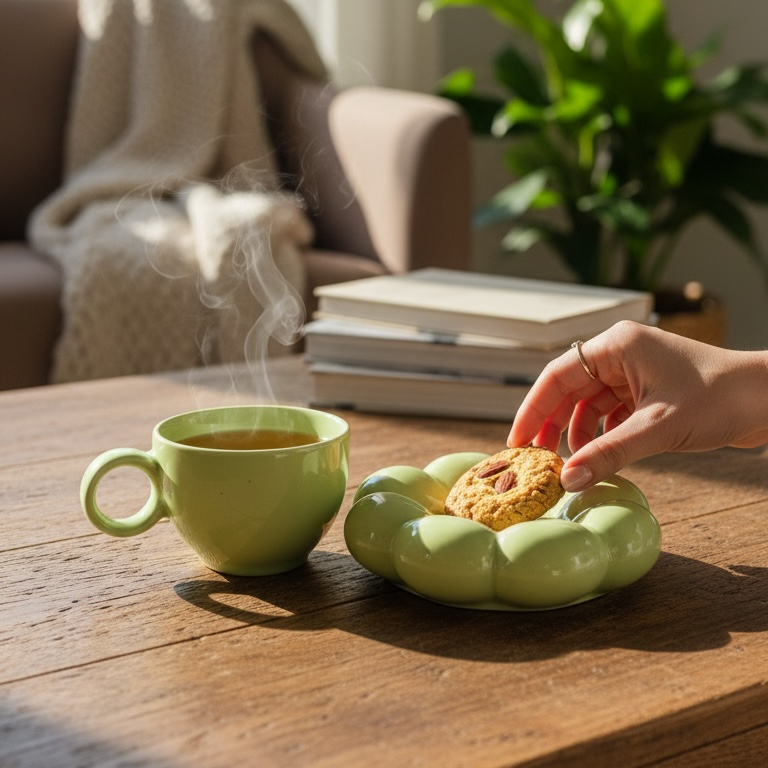 Mint Bubble Cup & Saucer Set (1 Cup + 1 Saucer, Mint Green)