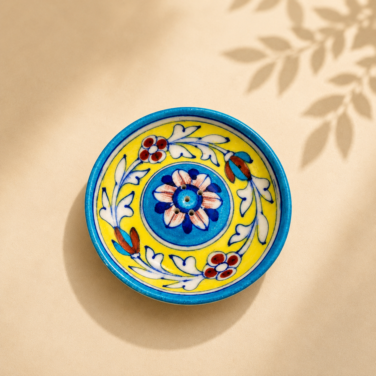 4-inch Blue Pottery Incense Stick Holder