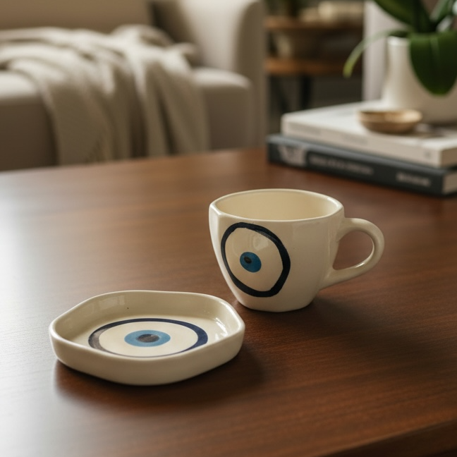 Nazar Charm Cup & Saucer Set (1 Cup + 1 Saucer)