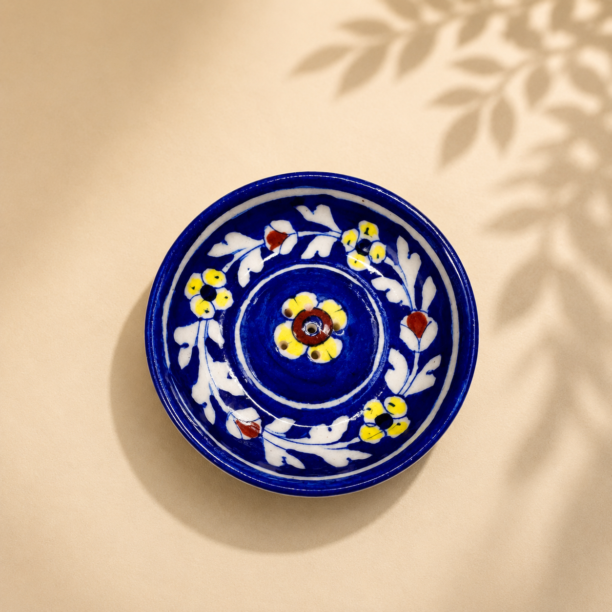 4-inch Blue Pottery Incense Stick Holder