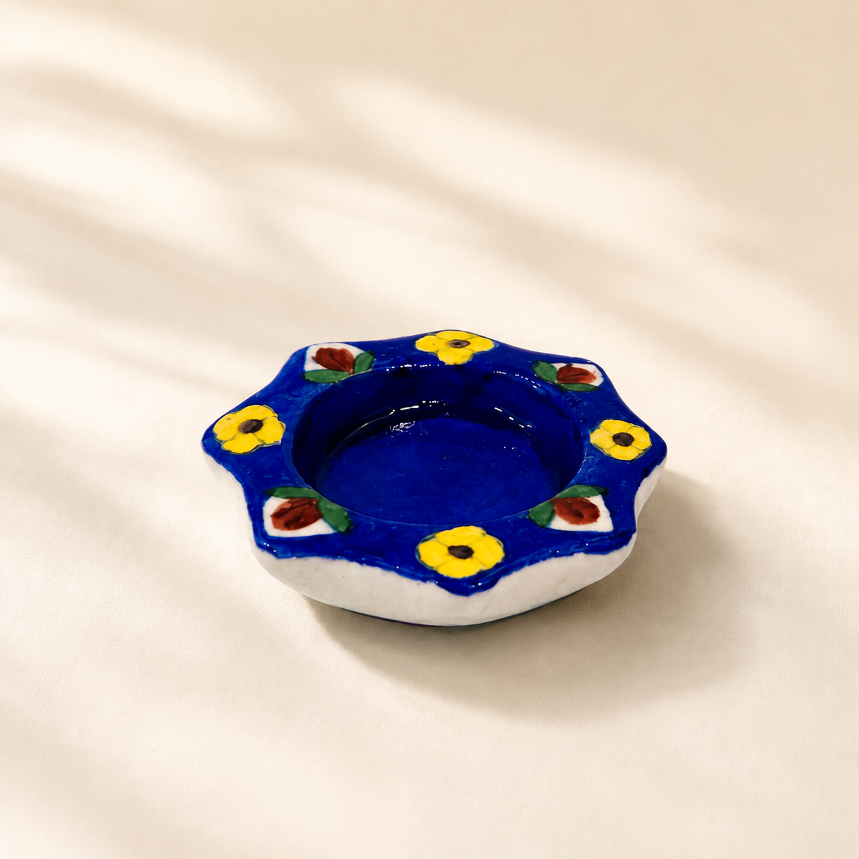 Blue Pottery Tea Light Holder
