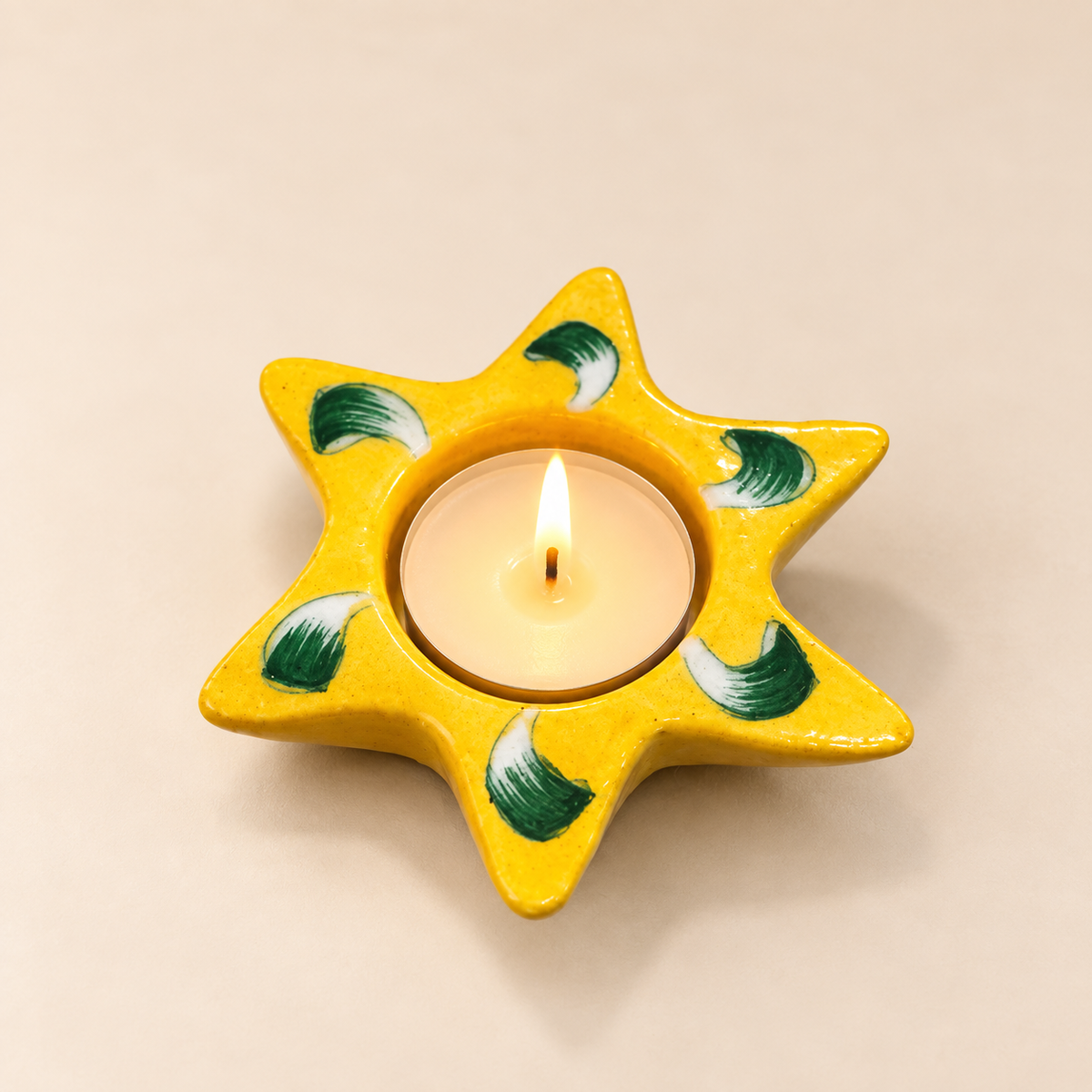 Blue Pottery Tea Light Holder
