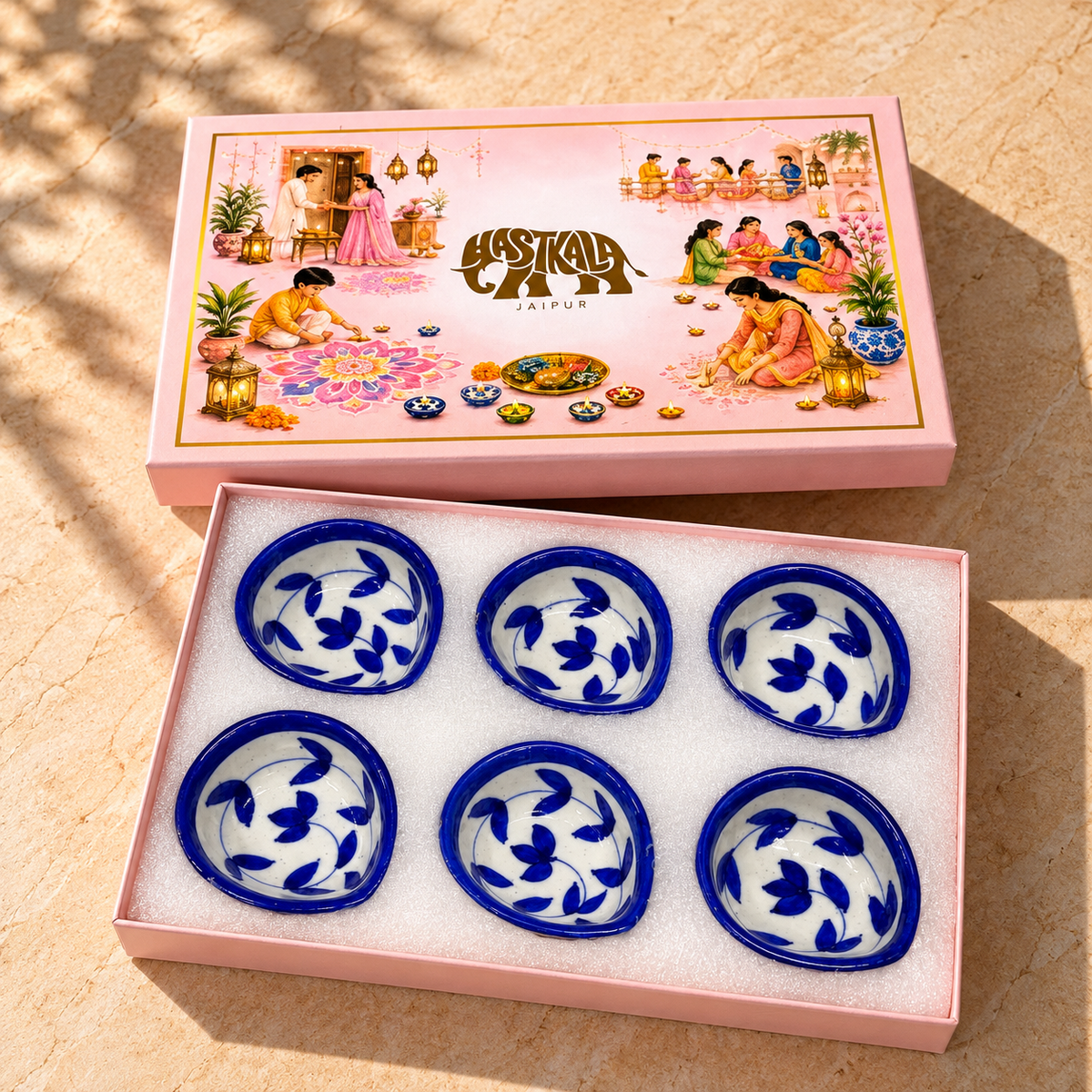 Cobalt Vine Blue Pottery Diya