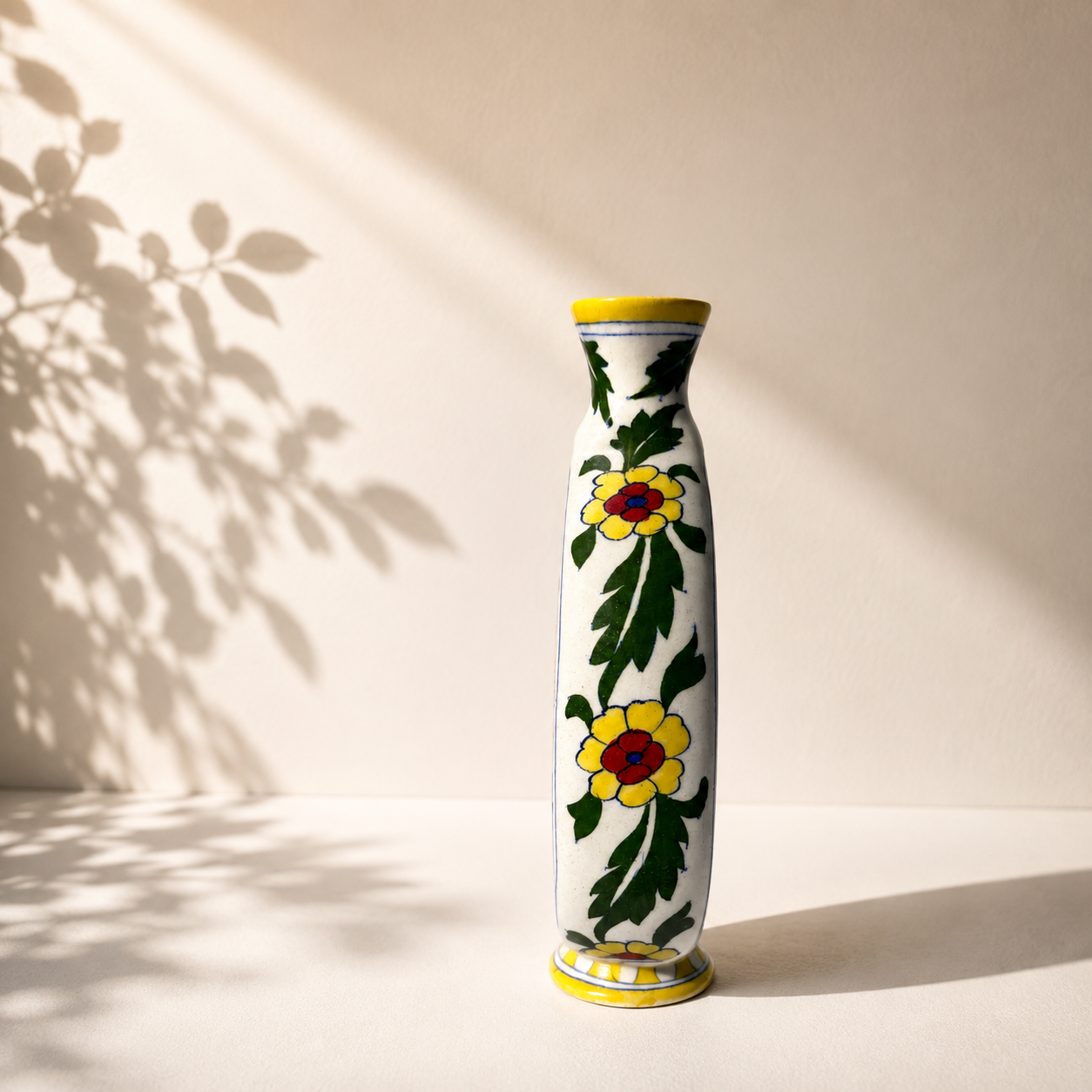 10-inch Blue Pottery Disc Vase