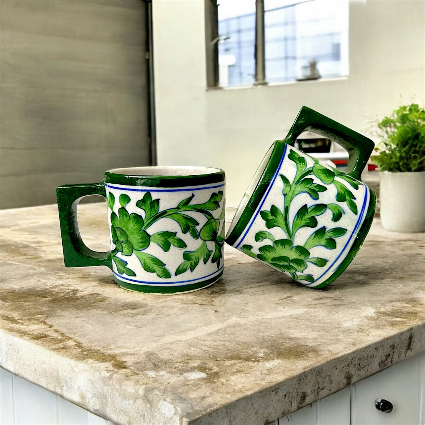 3-inch Blue Pottery Mug (Single Unit)