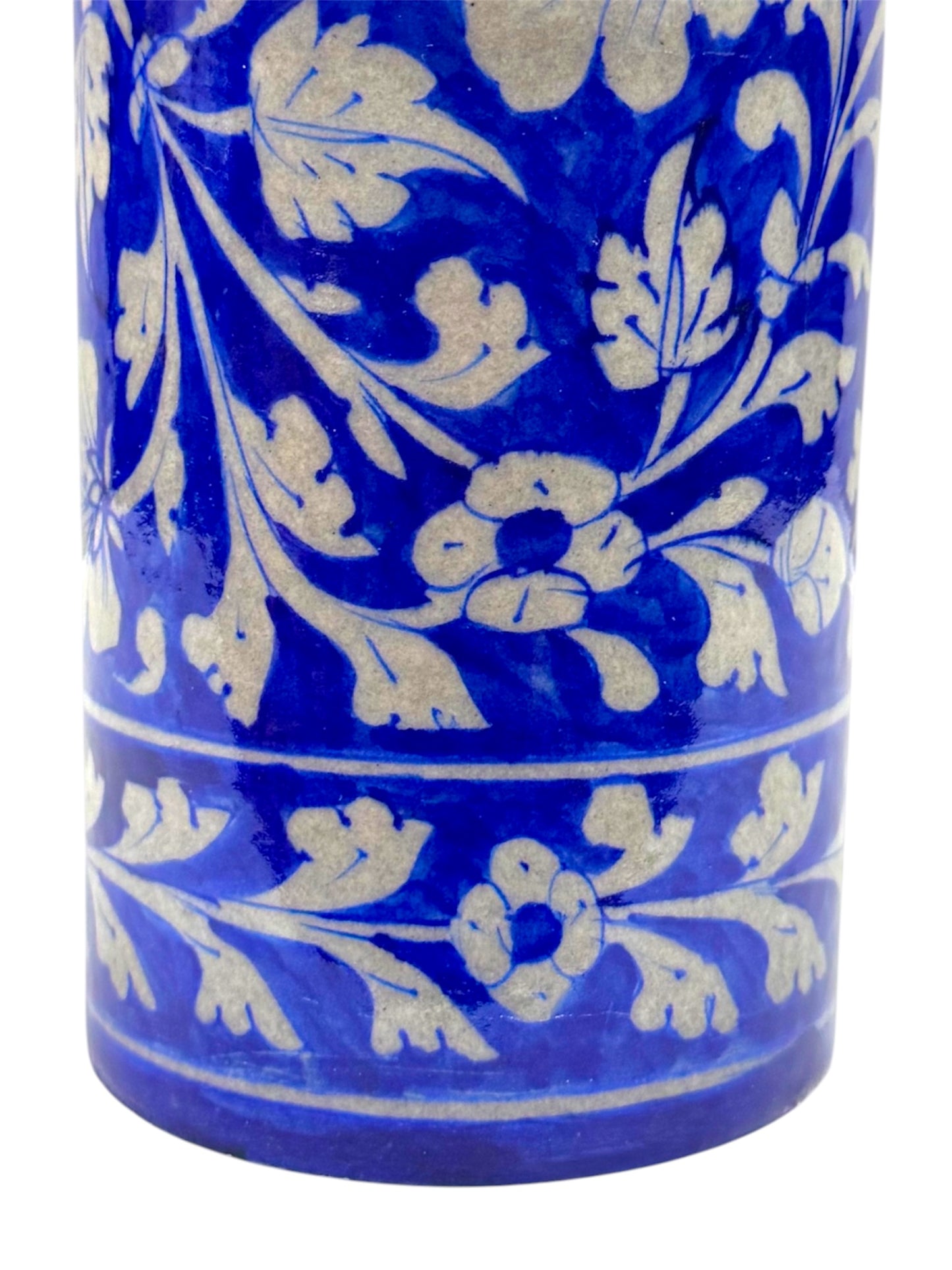12-inch Blue Pottery Bottle Shape Vase