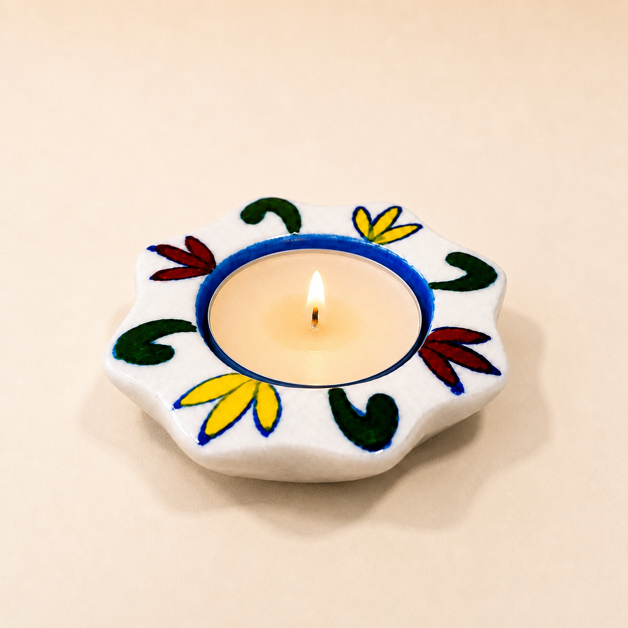 Blue Pottery Tea Light Holder