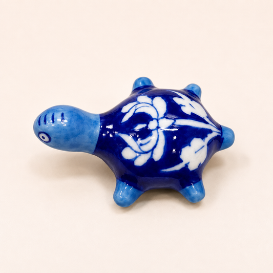 Blue Pottery Tortoise Paperweight