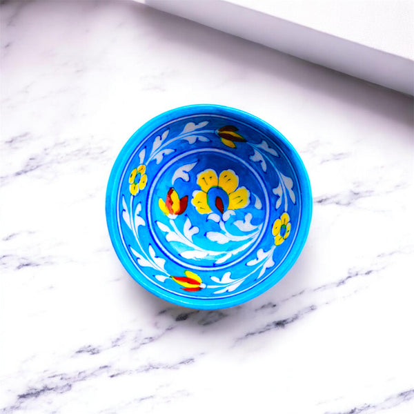 4 Inch Blue Pottery Bowl