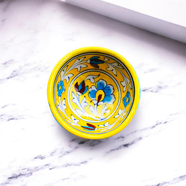 4 Inch Yellow Pottery Bowl