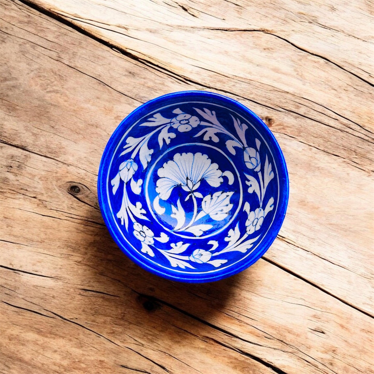 5 Inch Blue Pottery Bowl