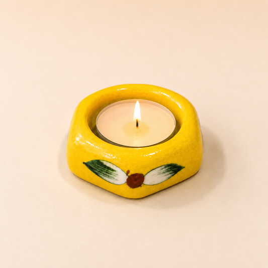 Blue Pottery Tea Light Holder