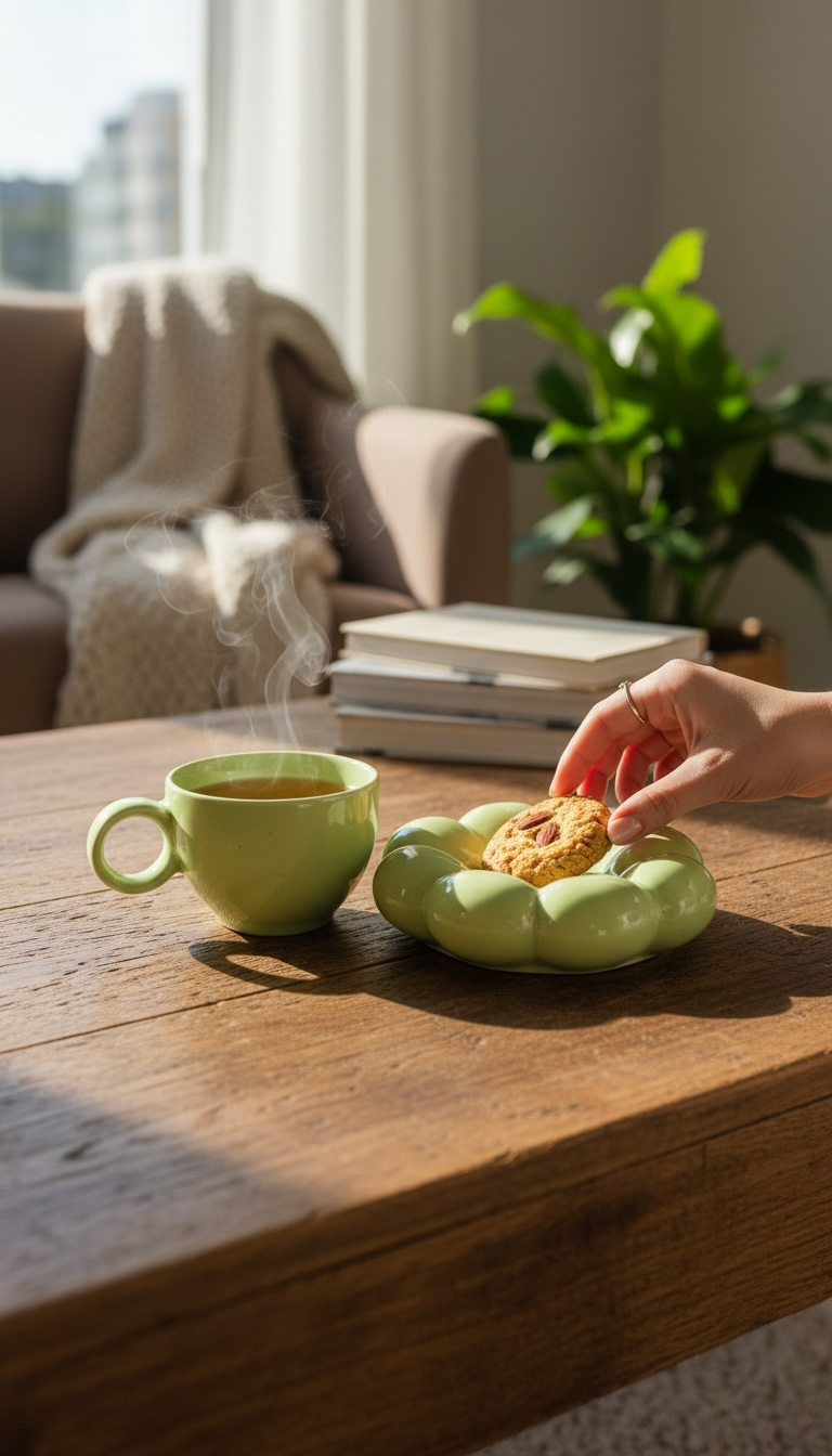Mint Bubble Cup & Saucer Set (1 Cup + 1 Saucer, Mint Green)