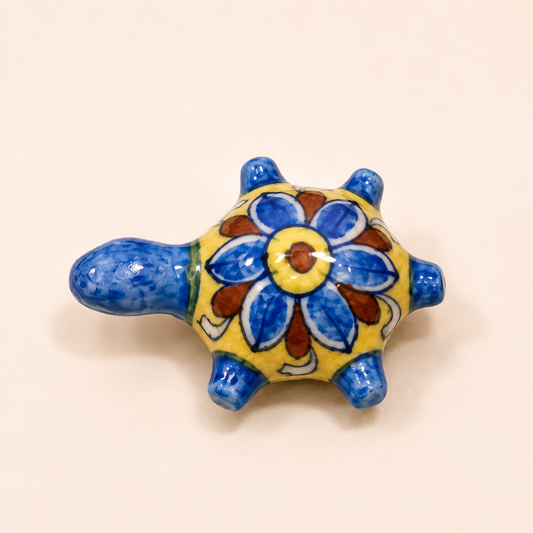 Blue Pottery Tortoise Paperweight