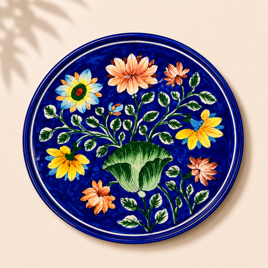 10 Inch Blue Pottery Plate