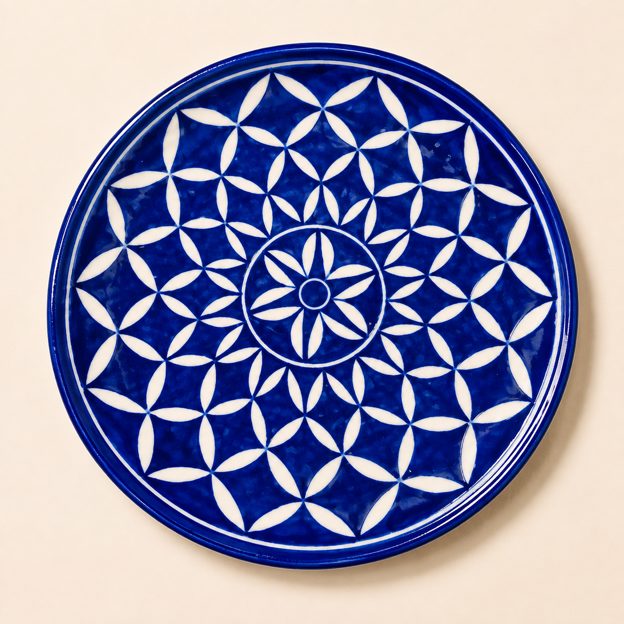 10 Inch Blue Pottery Plate
