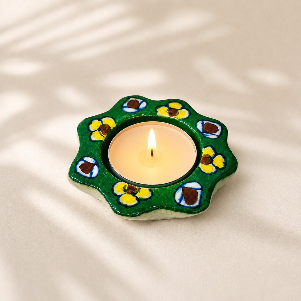 Blue Pottery Tea Light Holder