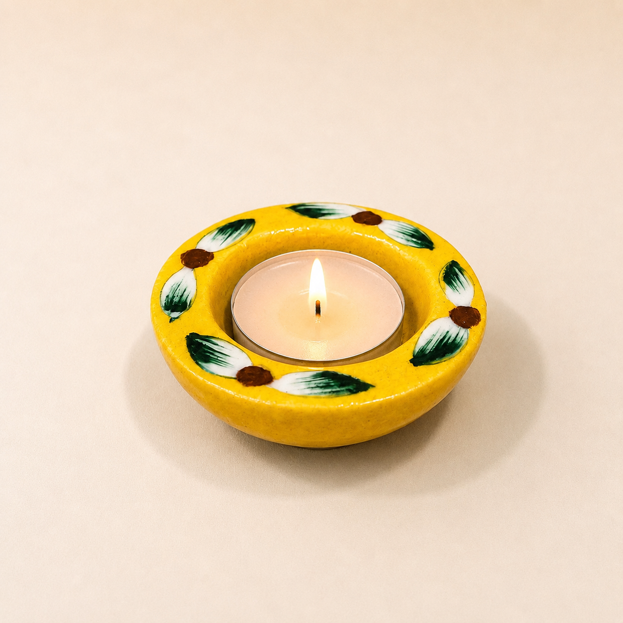 Blue Pottery Tea Light Holder