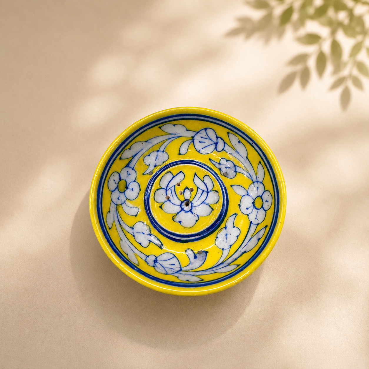 4-inch Blue Pottery Incense Stick Holder