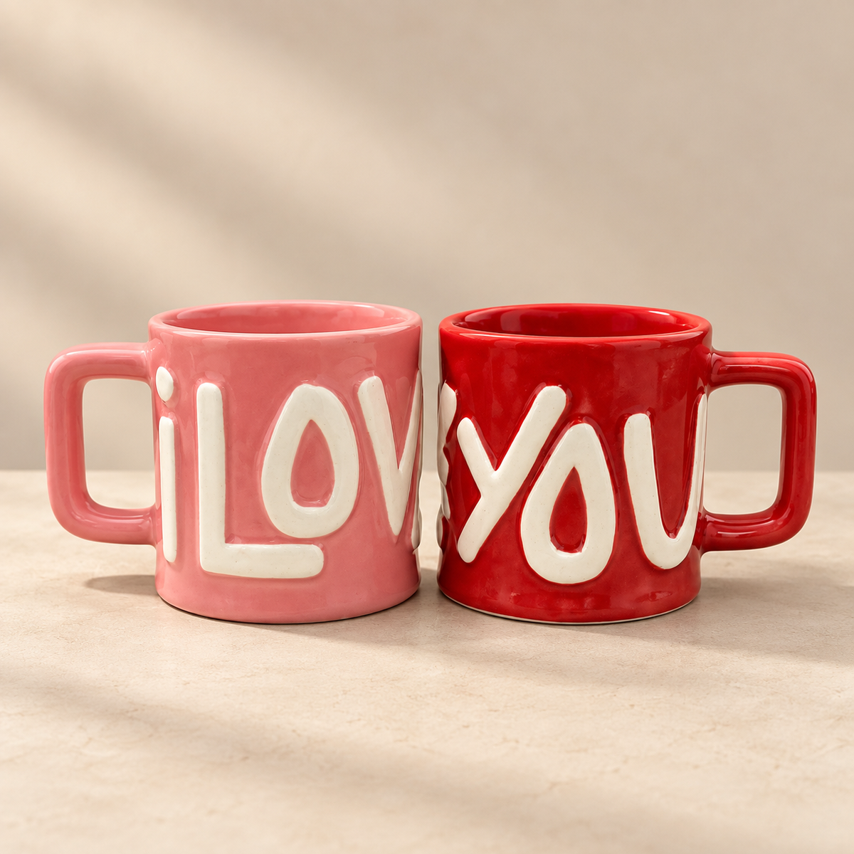 I Love You Two (Combo Set of 2, 1 Red + 1 Pink Mug)