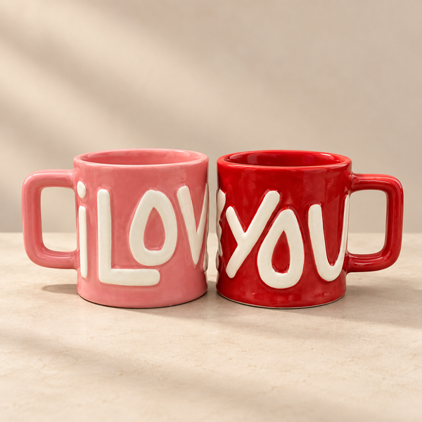 I Love You Two (Combo Set of 2, 1 Red + 1 Pink Mug)