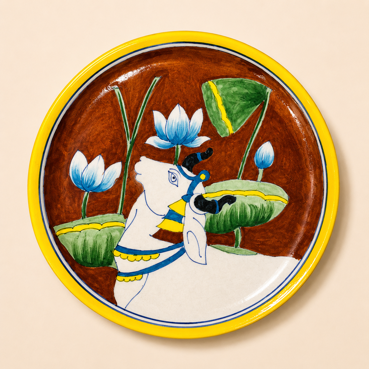 10 Inch Blue Pottery Plate