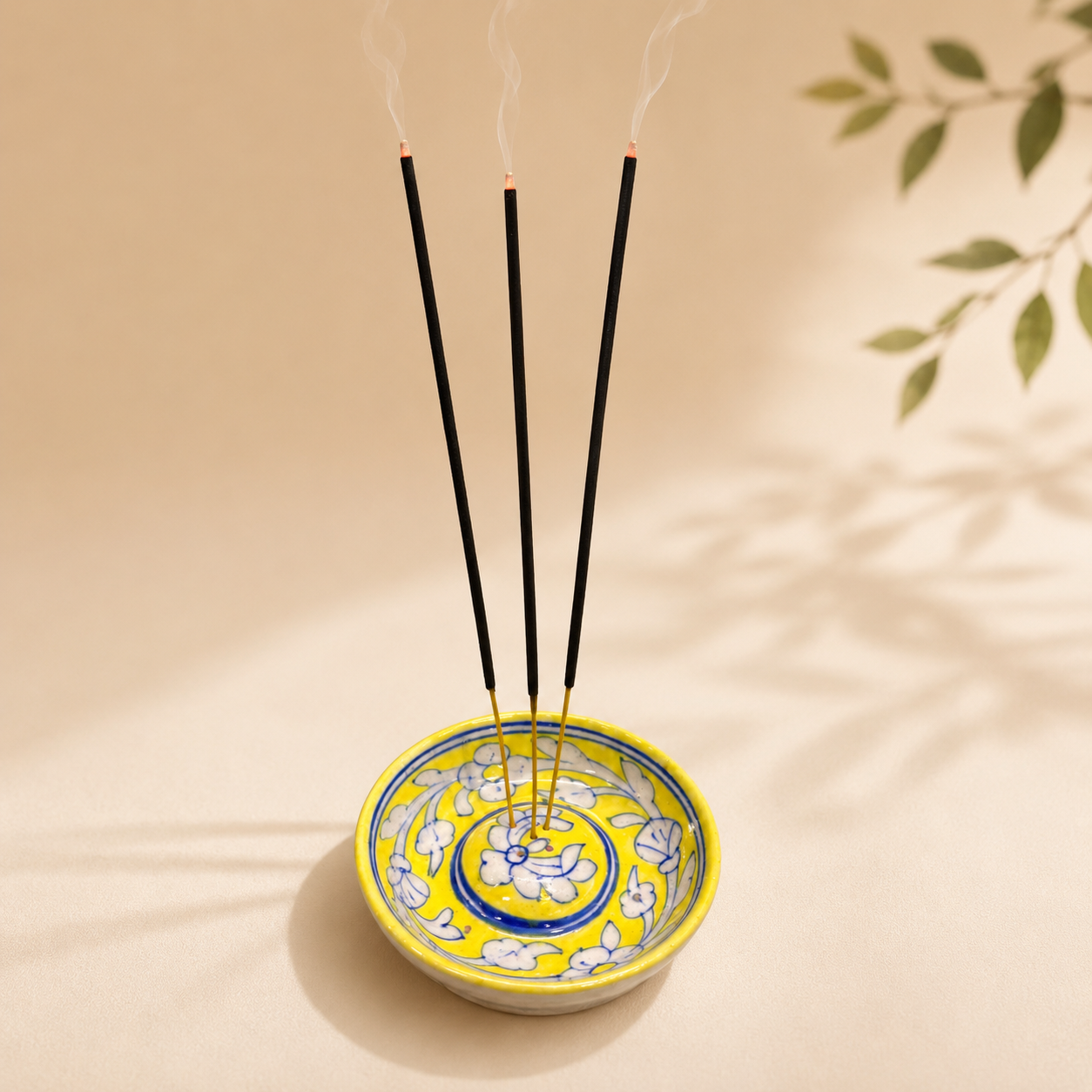 4-inch Blue Pottery Incense Stick Holder
