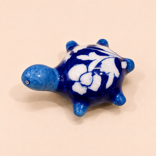 Blue Pottery Tortoise Paperweight