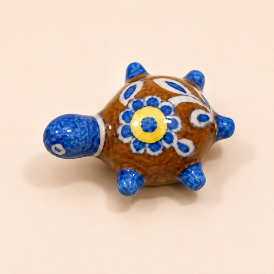Blue Pottery Tortoise Paperweight