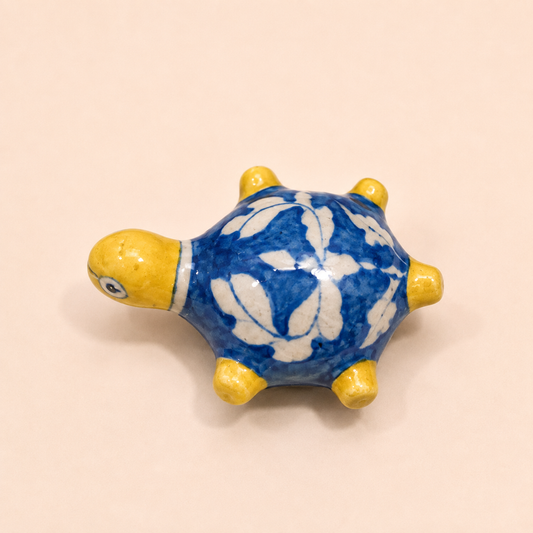 Blue Pottery Tortoise Paperweight