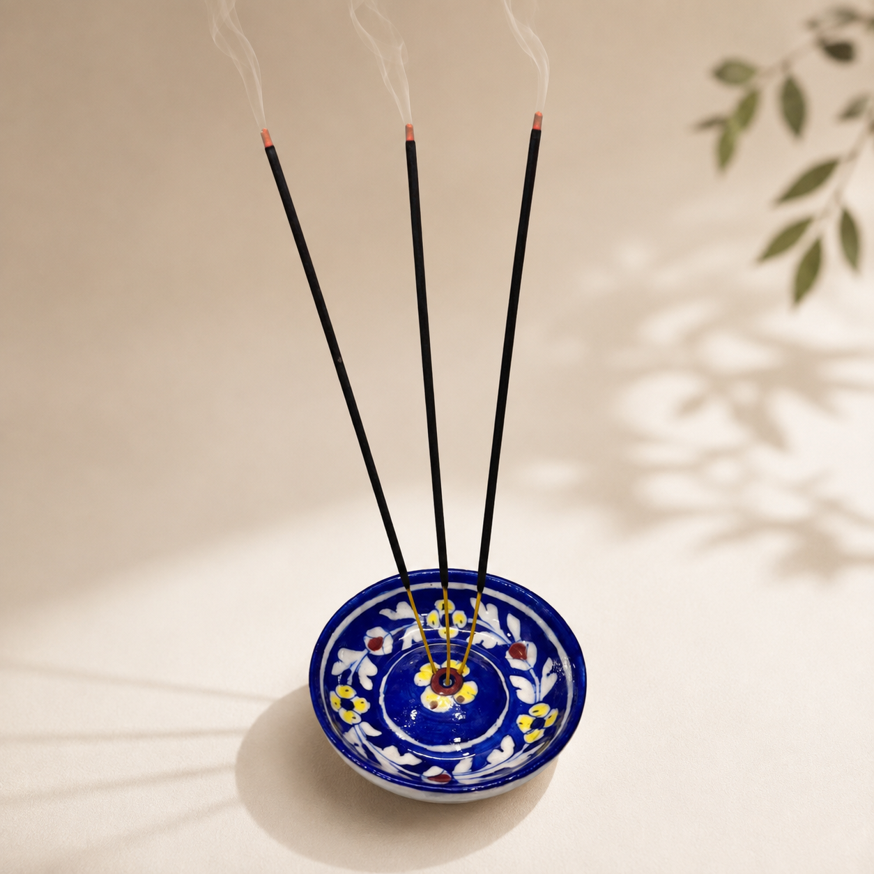 4-inch Blue Pottery Incense Stick Holder