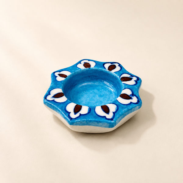 Blue Pottery Tea Light Holder