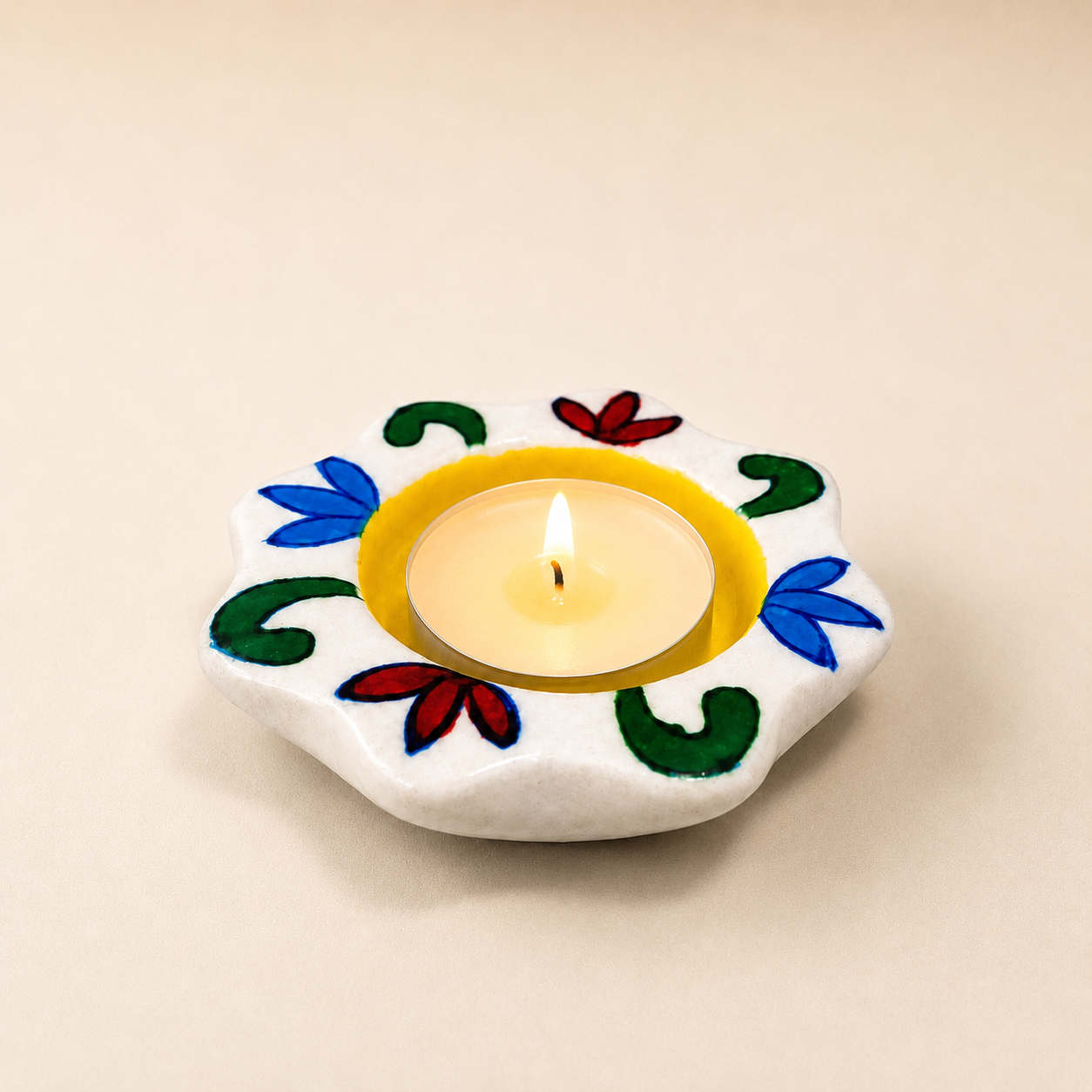 Blue Pottery Tea Light Holder