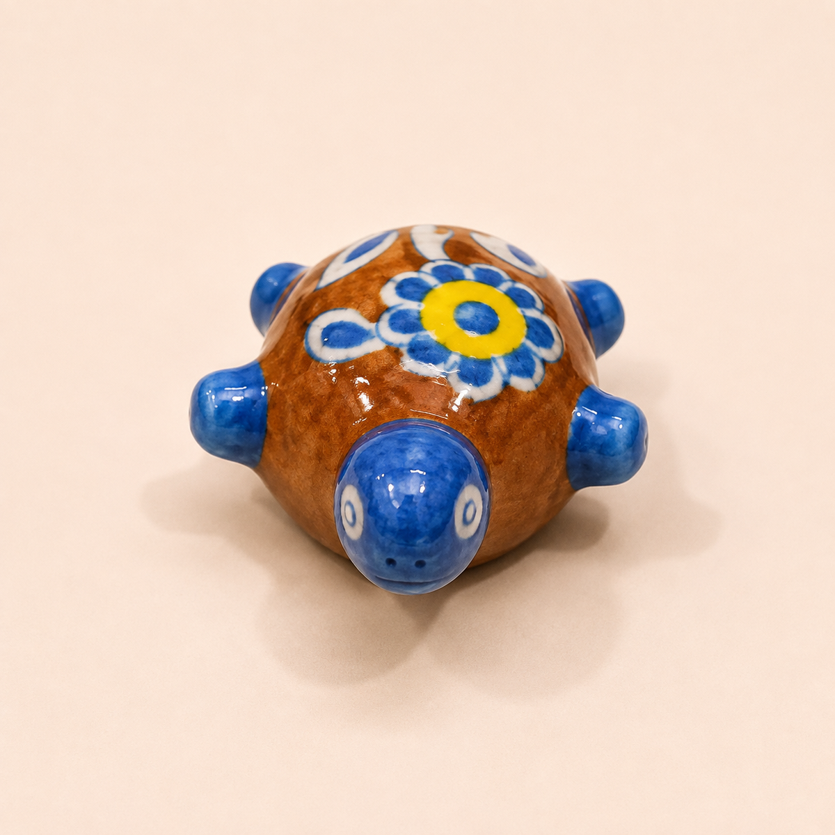 Blue Pottery Tortoise Paperweight