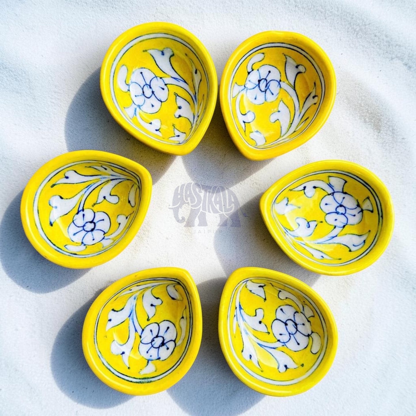 Amber Blossom Blue Pottery Diya