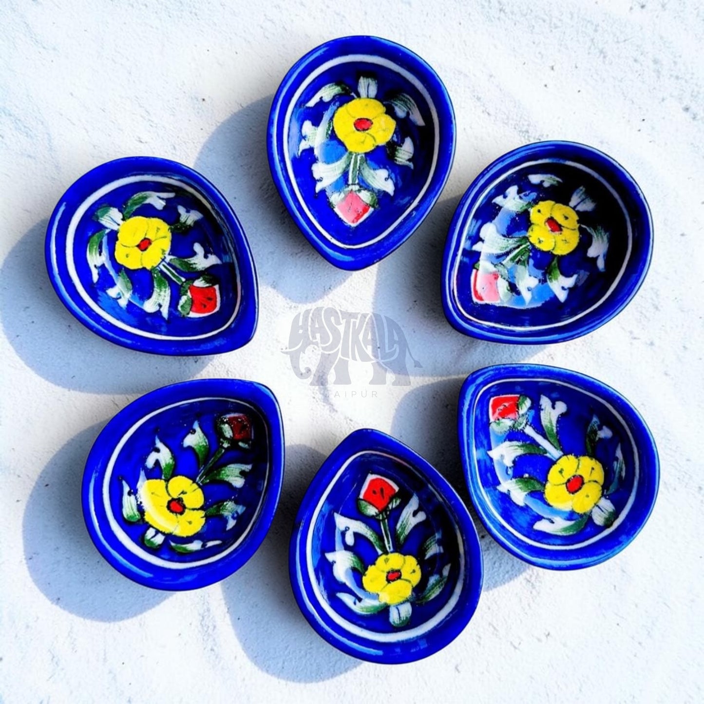 Royal Bloom Blue Pottery Diya