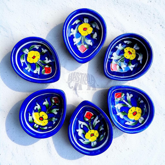 Royal Bloom Blue Pottery Diya