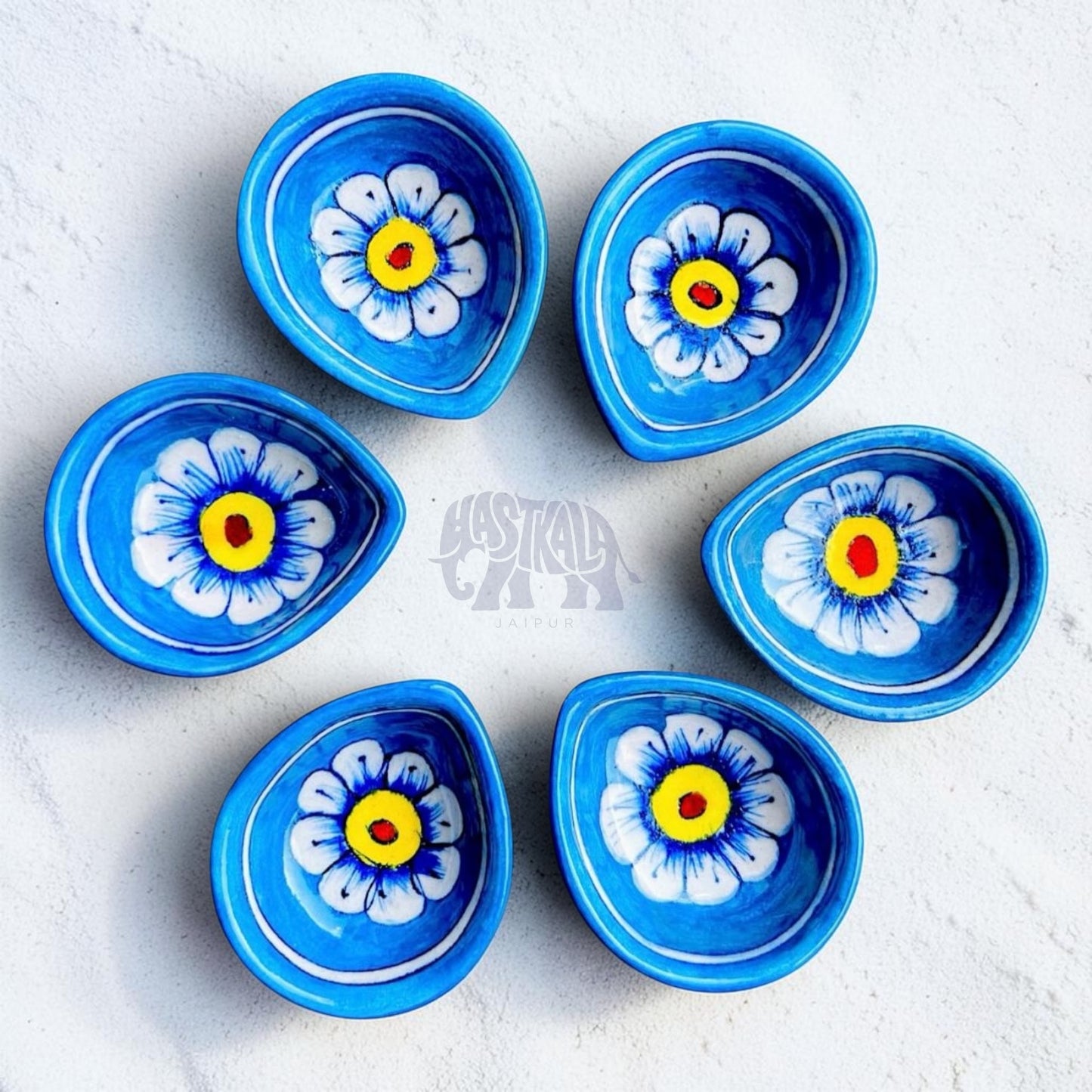 Sky Blossom Blue Pottery Diya