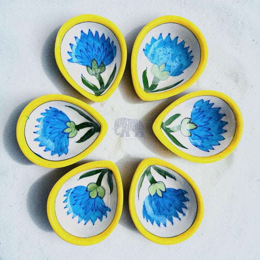 Sky Petals Blue Pottery Diya