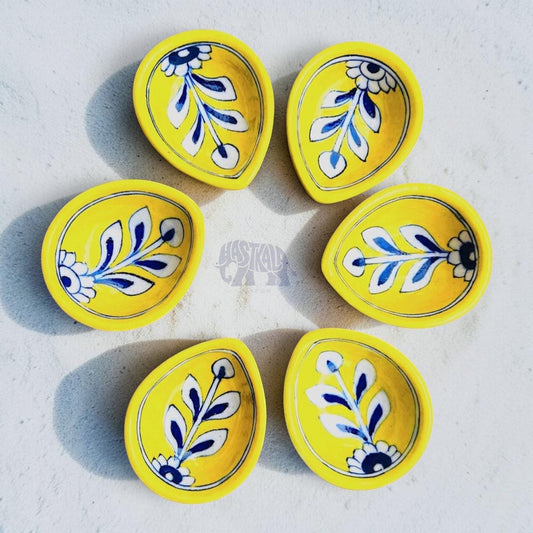 Sunlit Vine Blue Pottery Diya