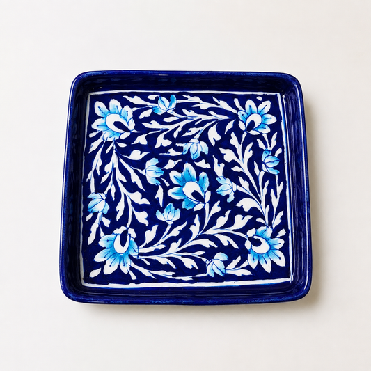 Blue Pottery Square Tray