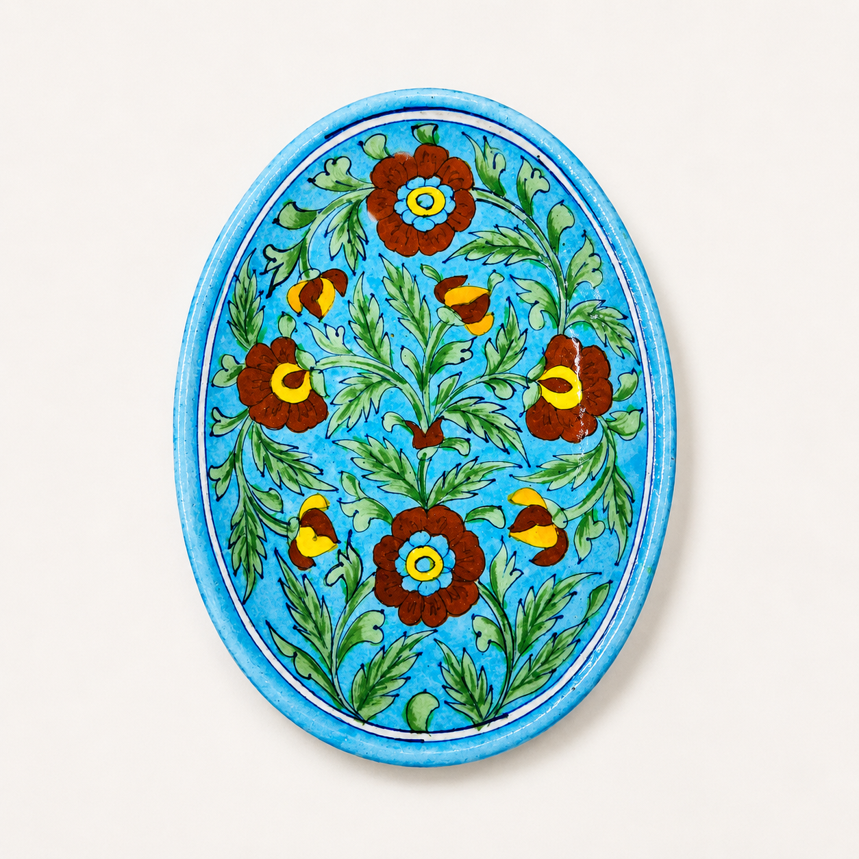Blue Pottery Oval Tray