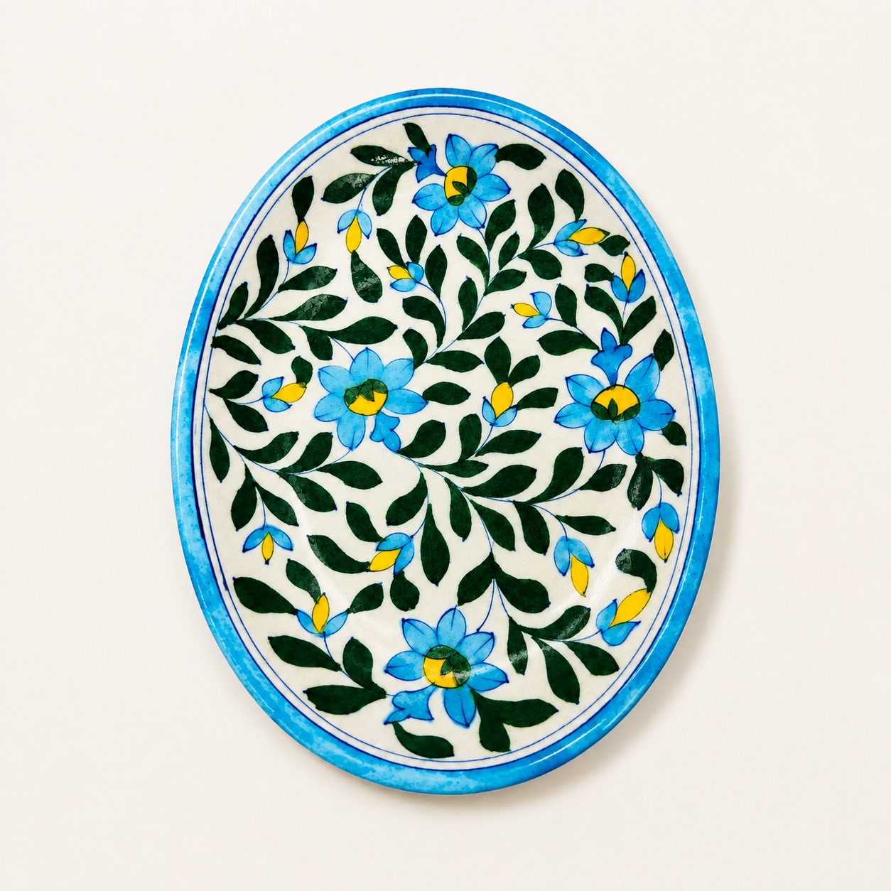 Blue Pottery Oval Tray