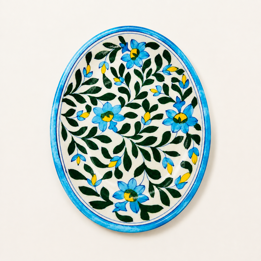 Blue Pottery Oval Tray