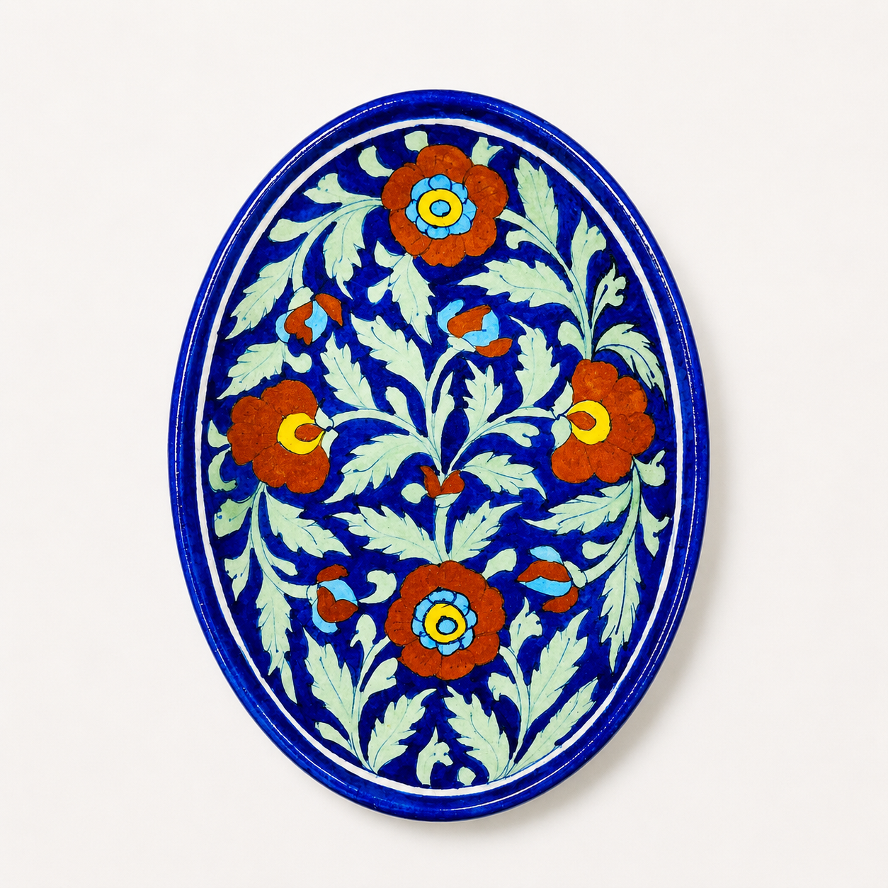 Blue Pottery Oval Tray