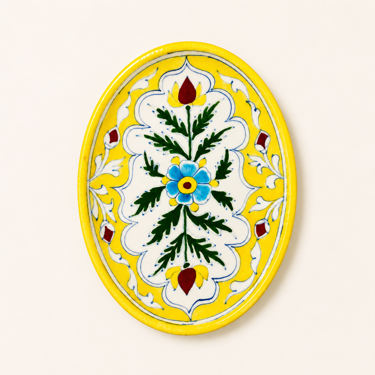 Blue Pottery Oval Tray