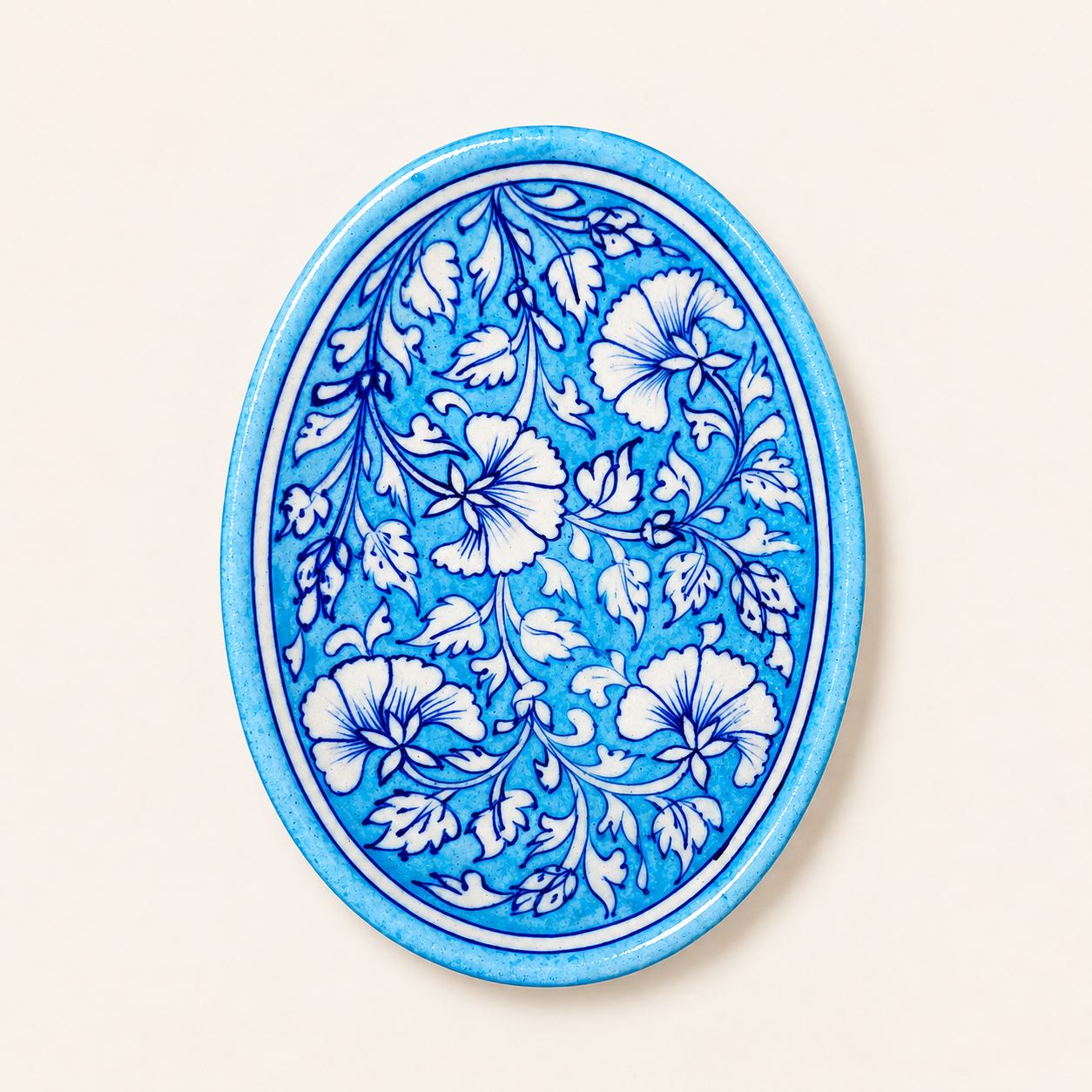Blue Pottery Oval Tray