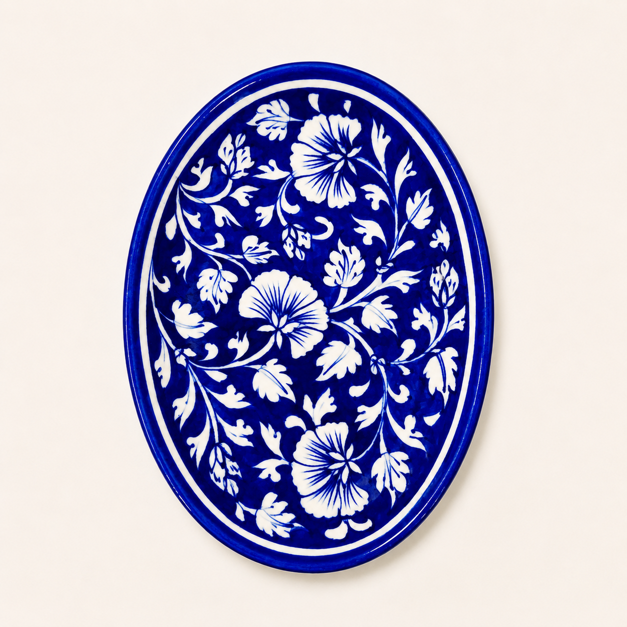 Blue Pottery Oval Tray