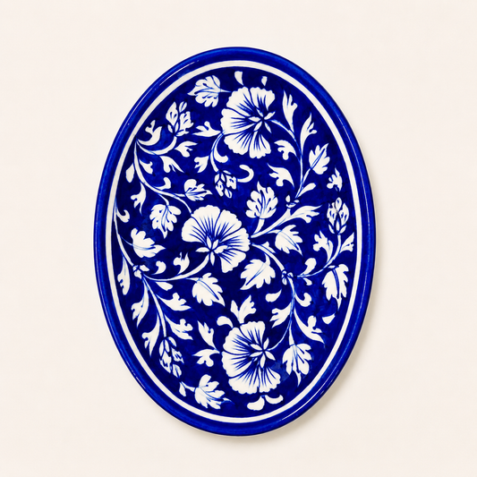 Blue Pottery Oval Tray